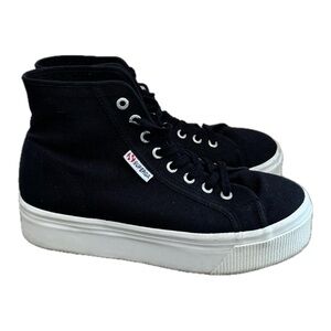 black superga platform high-top sneakers